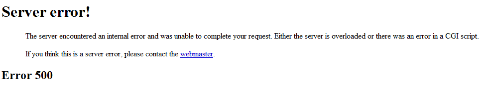Apache 500 Server Error