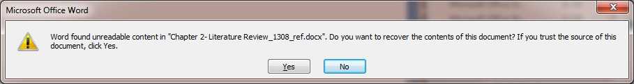 microsoft word document corrupted recovery